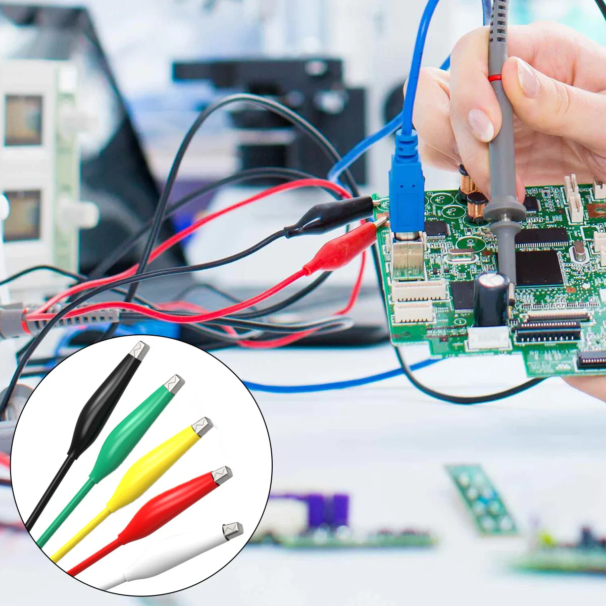 

20pcs Alligator Clips Electrical Test Leads With Alligator Clips Stamping Jumper Wires For Electrical Testing 10mm Open Diameter