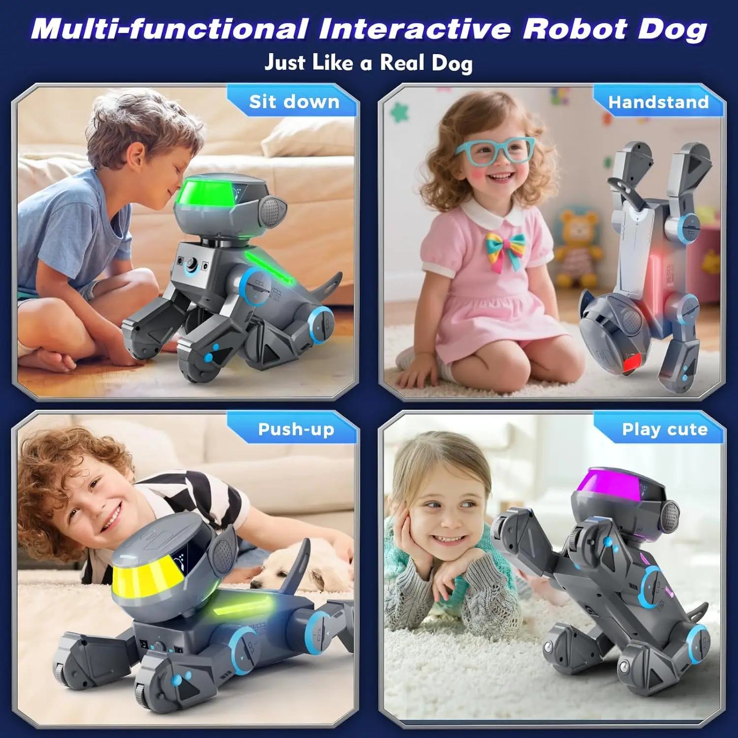 RC Intelligent Robot Dog Multifunction RC Mechanical Dog  Voice Command Programmable With Singing and Dancing Smart Stunt Dog