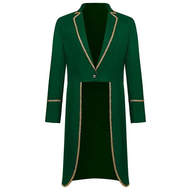 Nuevo abrigo Retro Medieval de halloween, abrigo dorado Punk de longitud media, disfraz de actuación, ropa étnica para escenario para mujer