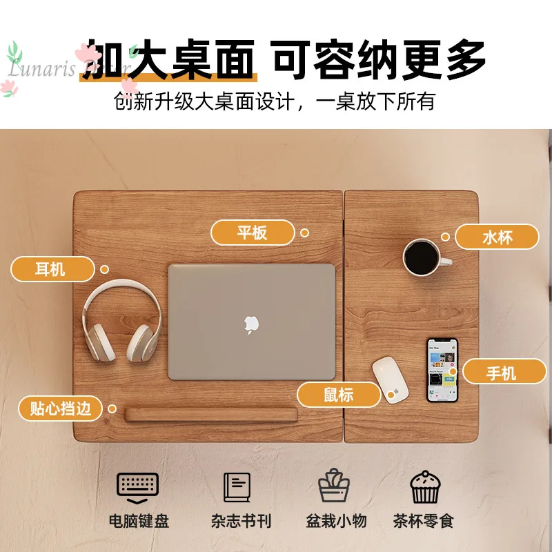 Solid wood bed small table household bay window dormitory foldable desk simple writing reading table laptop computer table