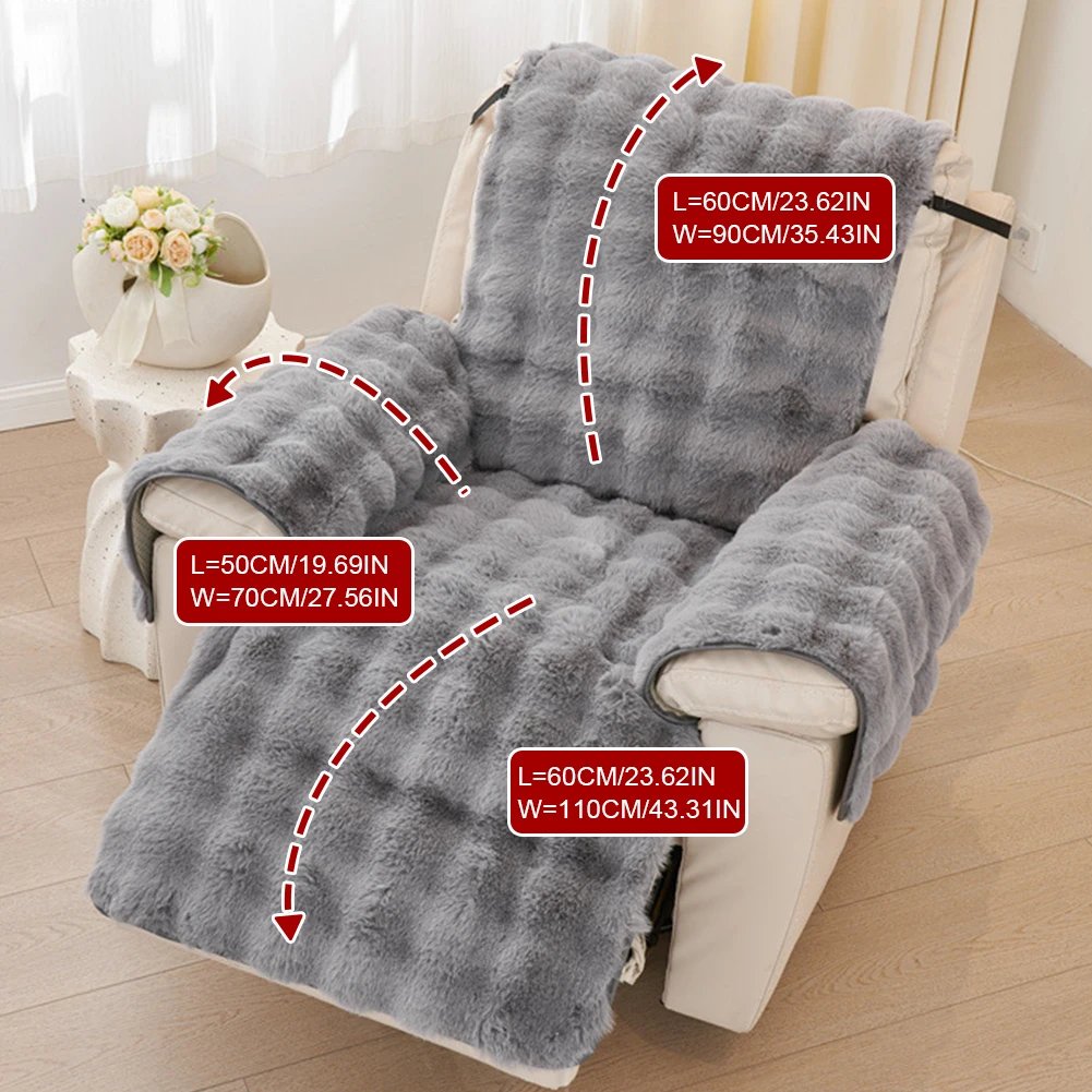 Recliner Single Sofa Warm Cushion Plush Recliner Cover Comfortable Washable Recliner Chair Cover Chair Couch Cover Winter Padded