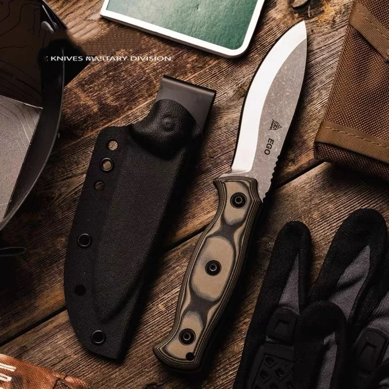 

Co-branded EGO Tactical Straight Knife 1095 High carbon steel outdoor camping hunting knife Rescue knife
