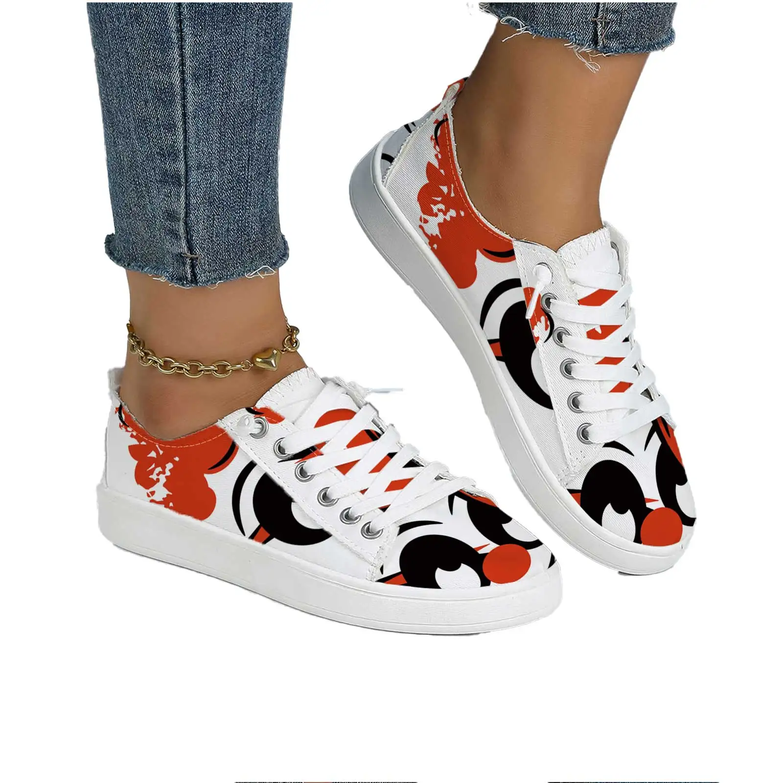 Women's Casual Sneakers, Cartoon Comic Print, Lightweight Comfort for Festival Outdoor Street Daily Walking