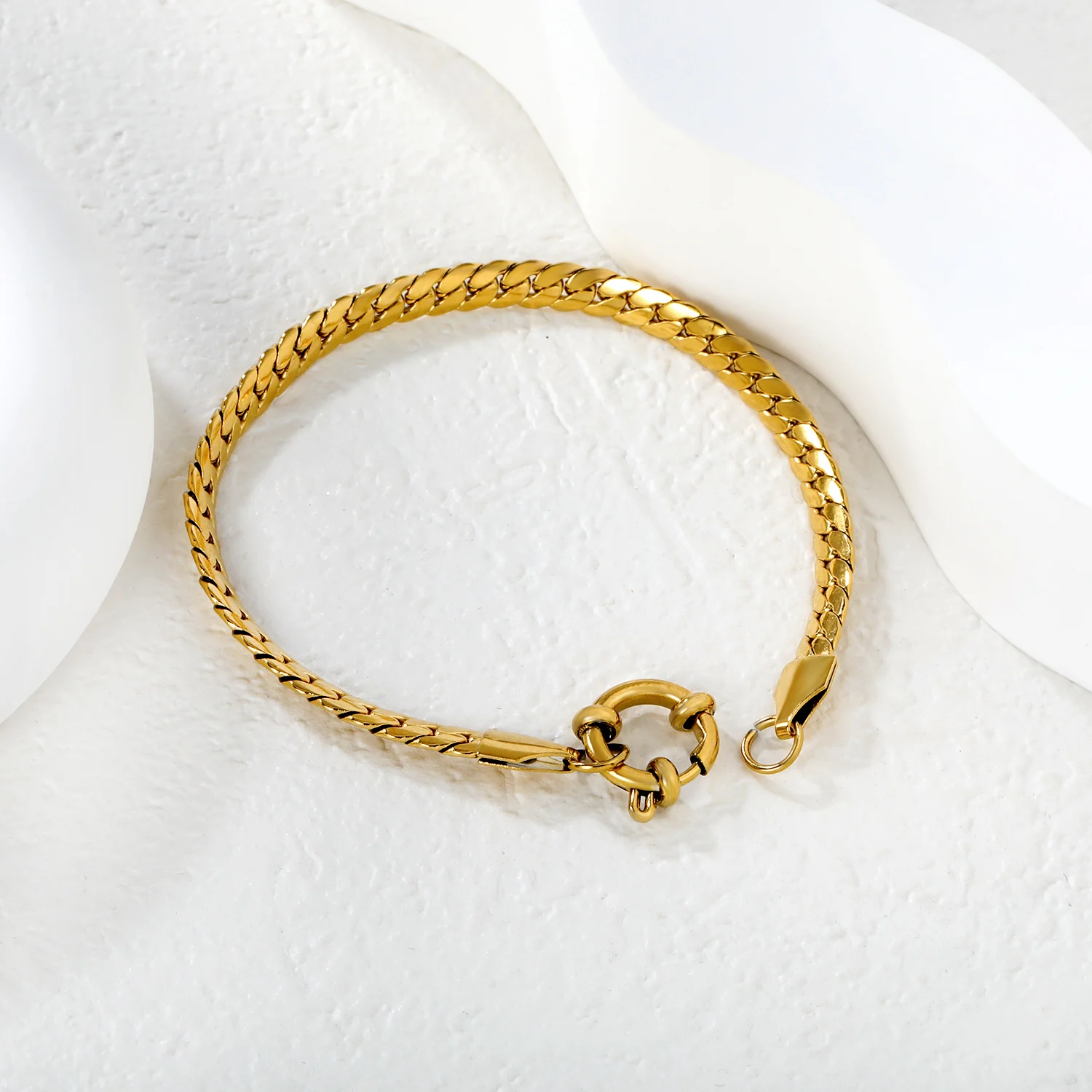 Punk Stainless Steel Anchor Clasp Snake Chain Bracelets Curb Cuban for Men Woman On Hand Figaro Basic Bracelet Jewelry Wholesale