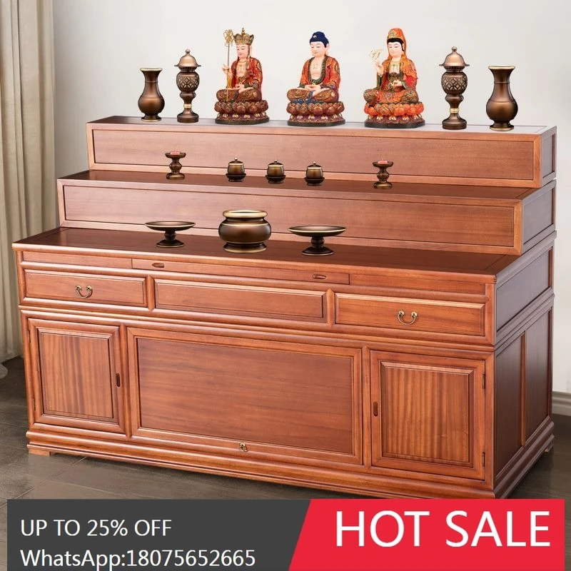 

HLZ Golden Rosewood Three-Layer Offering Table Solid Wood Offering Altar Buddha Altar God Altar Incense Case for Home Use