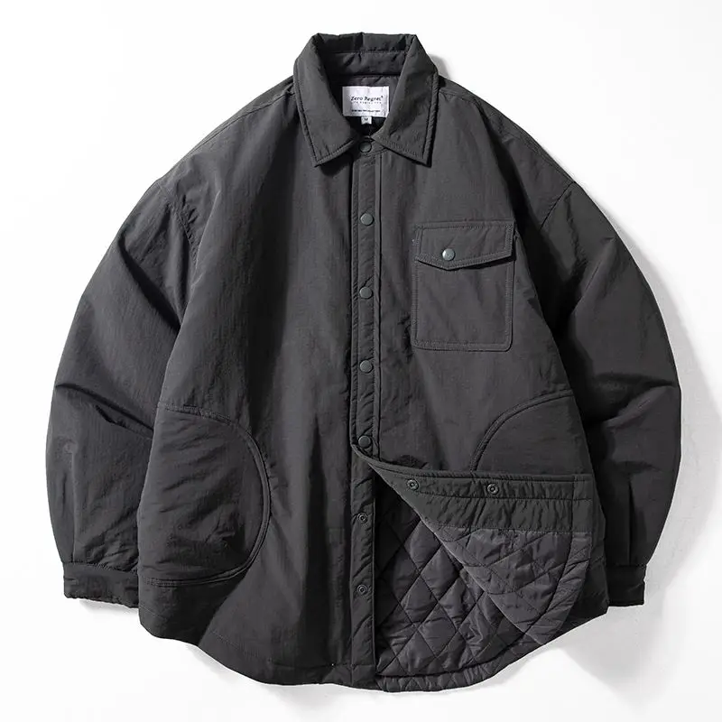 

Retro Workwear Shirt Cotton Jacket Men's Collar Cityboy Cotton Clothes Winter Warm Trendy Outerwear Youthful Polyester Fiber