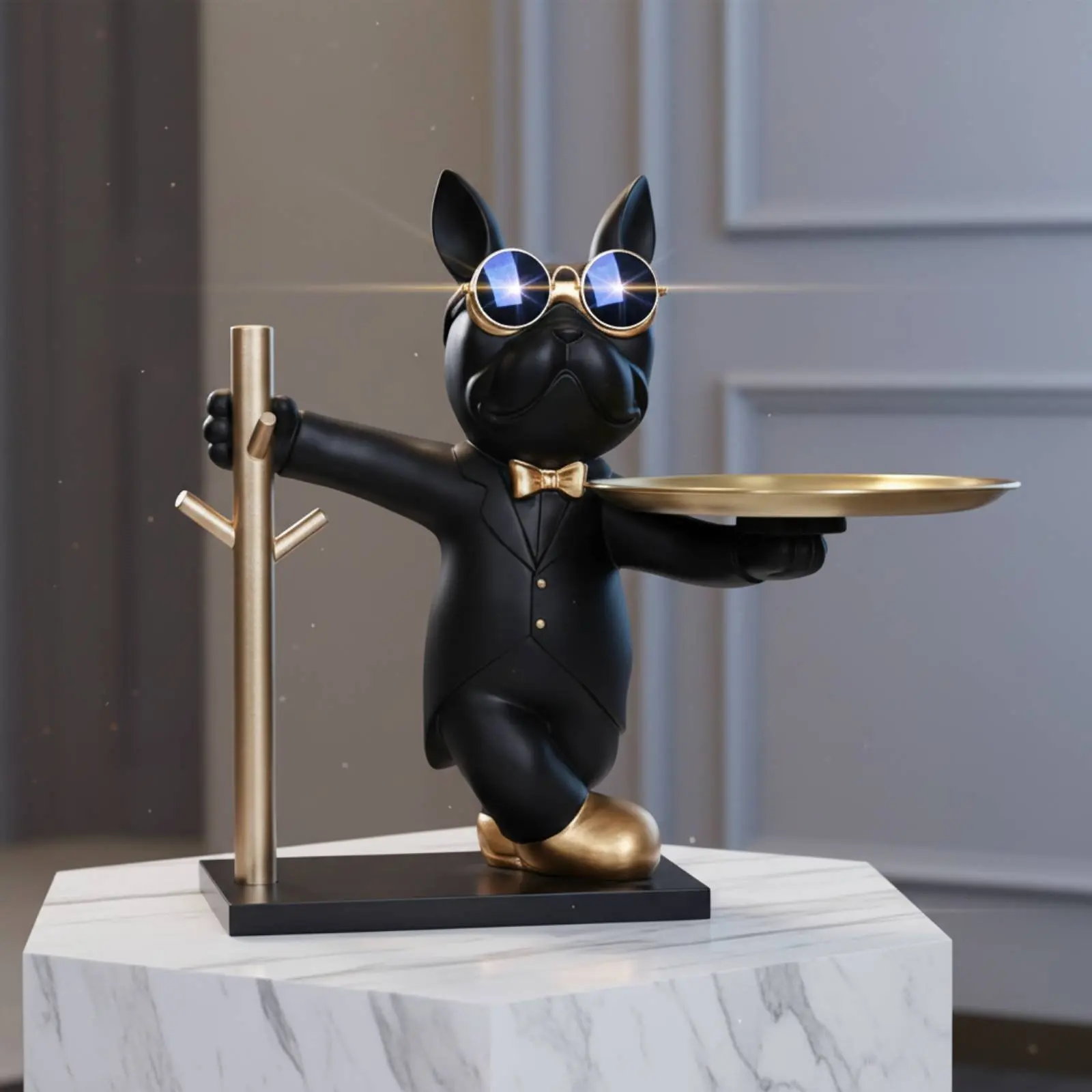 

French Canine Butler Statue Multi-Functional French Canine Key Tray Dog Figurine Storage Tray Modern Decor for Living Room