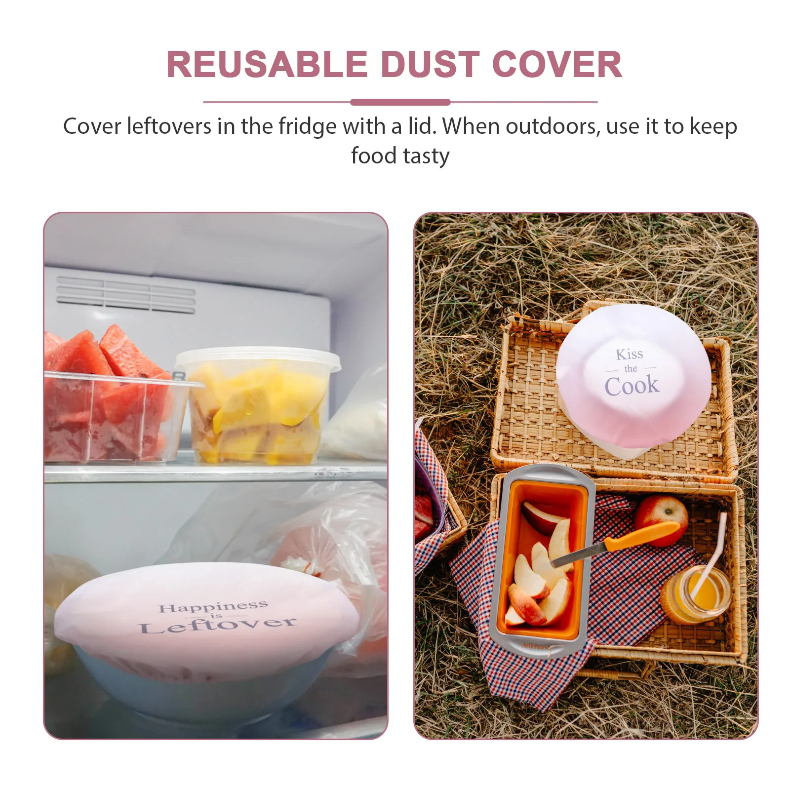 

3Pcs Reusable Bowl Elastic Fabric Covers Dustproof Stretch Lids Kitchen Food Preservation Fresh Cover Reusable Bowl Cover