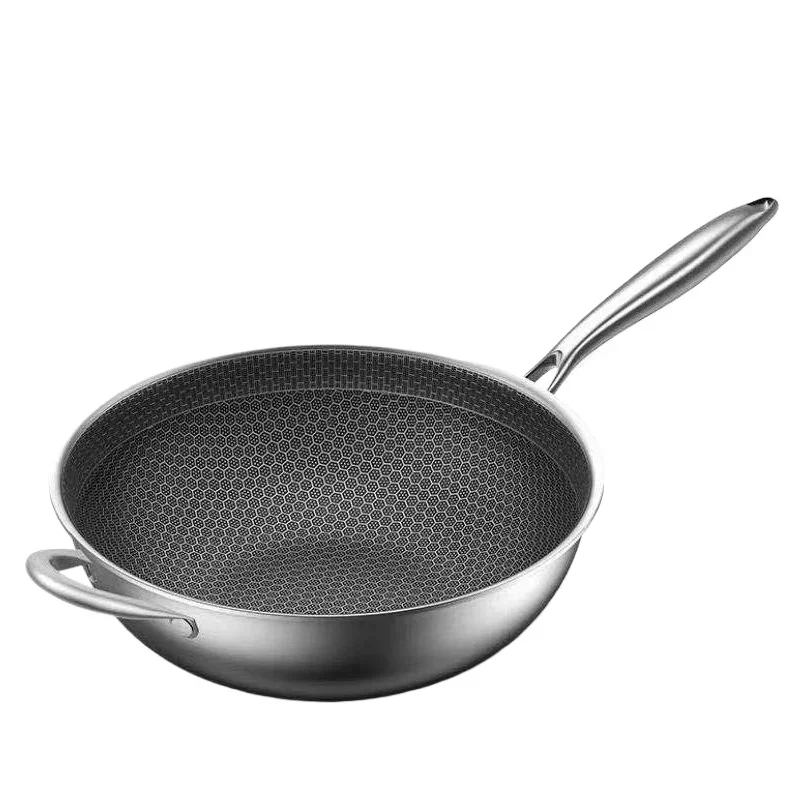 

32cm Frying Pan,Stainless Steel Skillet Nonstick Fry Pans Chefs Pans Wok Pan for Gas Electric Induction Ceramic Stoves