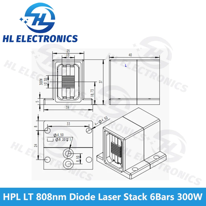 LT HPL ديود ليزر كومة ، 300 واط ، 6 قضبان متماسكة ، 808nm