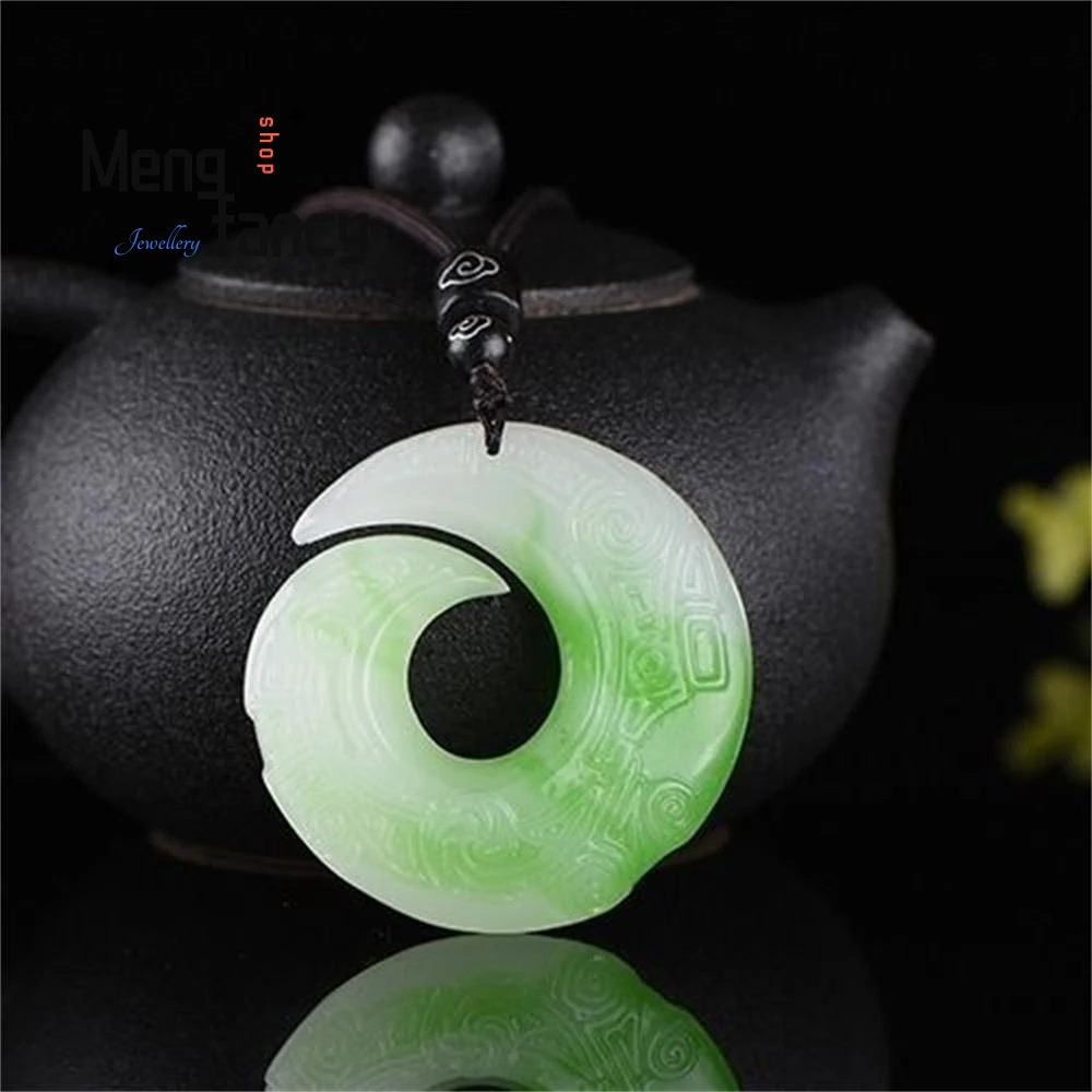 Natural Hetian Jade Dragon Runes Pendant Simple Exquisite Fashion Jewelry Hand-carved Best Selling Amulet Mascots Holiday Gift