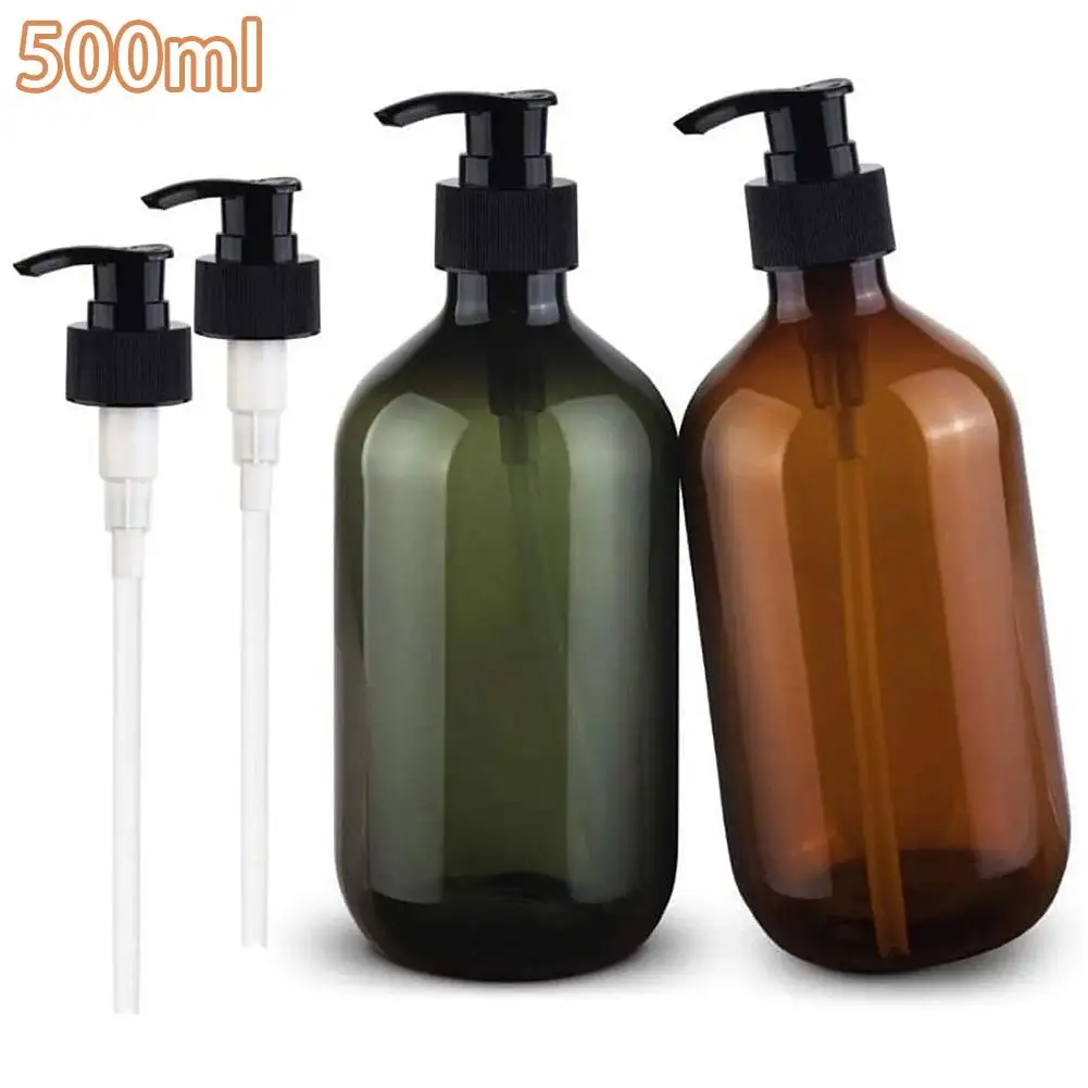 500ml PET Empty Pump Refillable Bathroom Shampoo Shower Gel Press Bottles Dispenser Kitchen Dish Plastic Liquid Container
