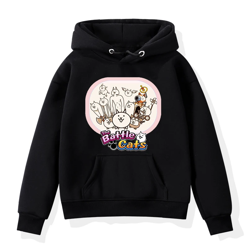 Game The Battle Cats Pattern Hoodie Cute Cartoon Girls Pullover Children\'s Clothing Anime Sweatshirt for Kids Boys Outerwear