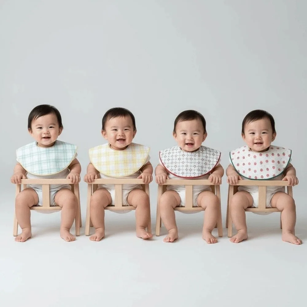 

Feeding Supplies Baby 360-degree Bib Soft Cotton Plaid Infants Saliva Towel Flower Printed Anti Fouling Baby Drool Towel Daily