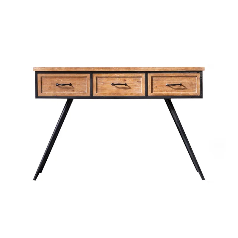 

American style desk, solid wood, retro iron art, old living room, wall facing small unit bedroom storage