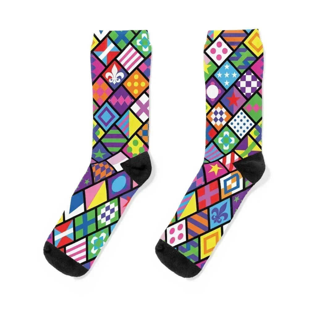 

Horse racing colorful jockey squares Socks snow custom sports football Socks For Man Women's