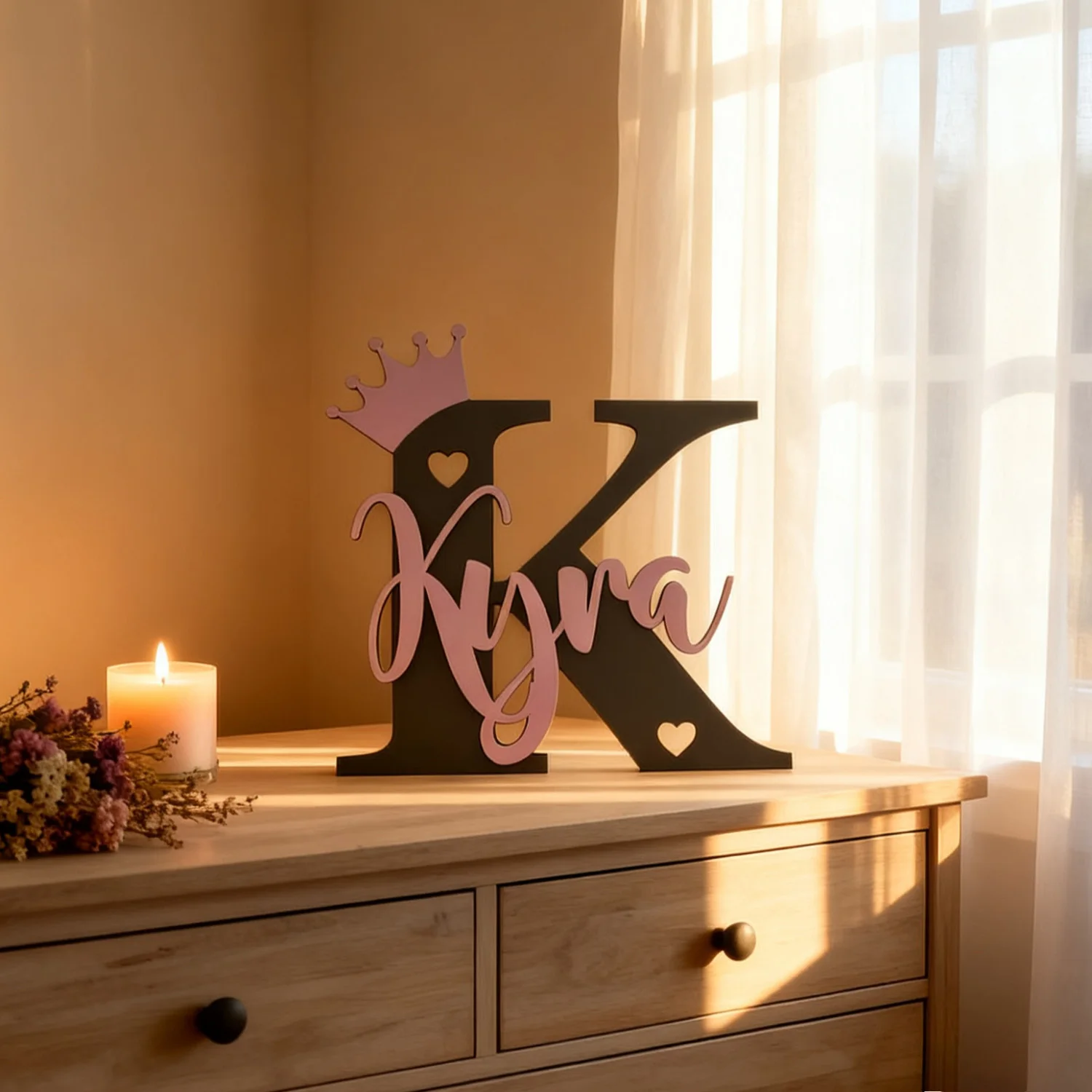 1pc Customized Double-layer Surname Brand, Unique Crown Shape, Multi Scene Decoration, Perfect Holiday Gift, Wooden Souvenir view 4