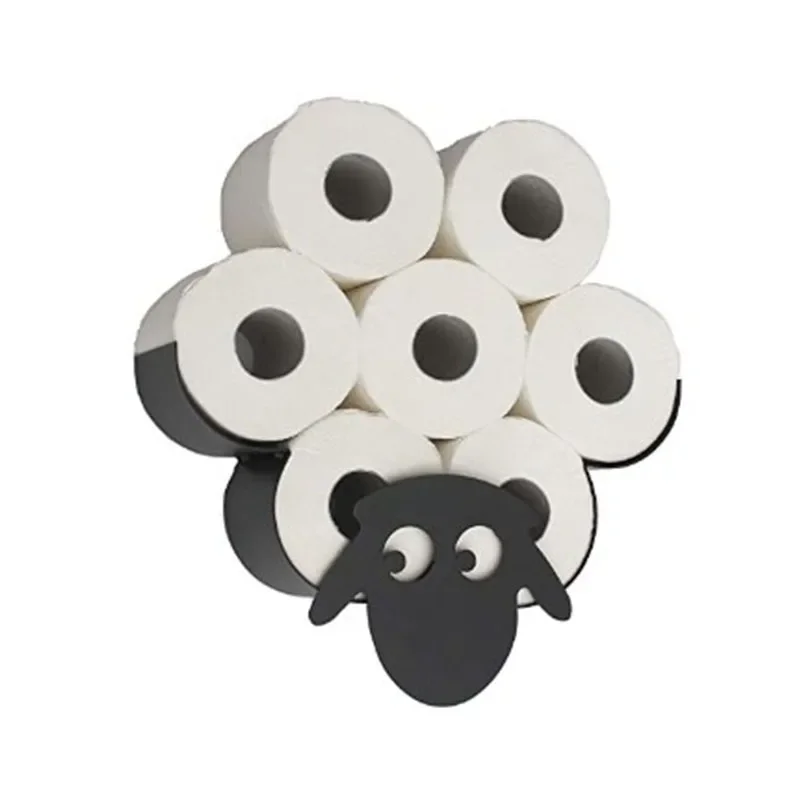 Sheep Toilet Paper Holder Funny Metal Animal Sheep Roll Paper Rack Kitchen Bathroom Tissue Rack Storage Shelf Home Decoration acrylic nordic magazine rack office vertical newspaper modern market shelf show bedroom filing decoration estanterias furniture