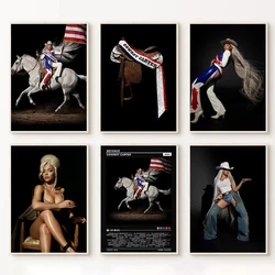 Diva Beyonce Cowboy Carter Act II Music Album Singer Portrait Poster Canvas Painting Wall Art Pictures Home Decor Fans Gift