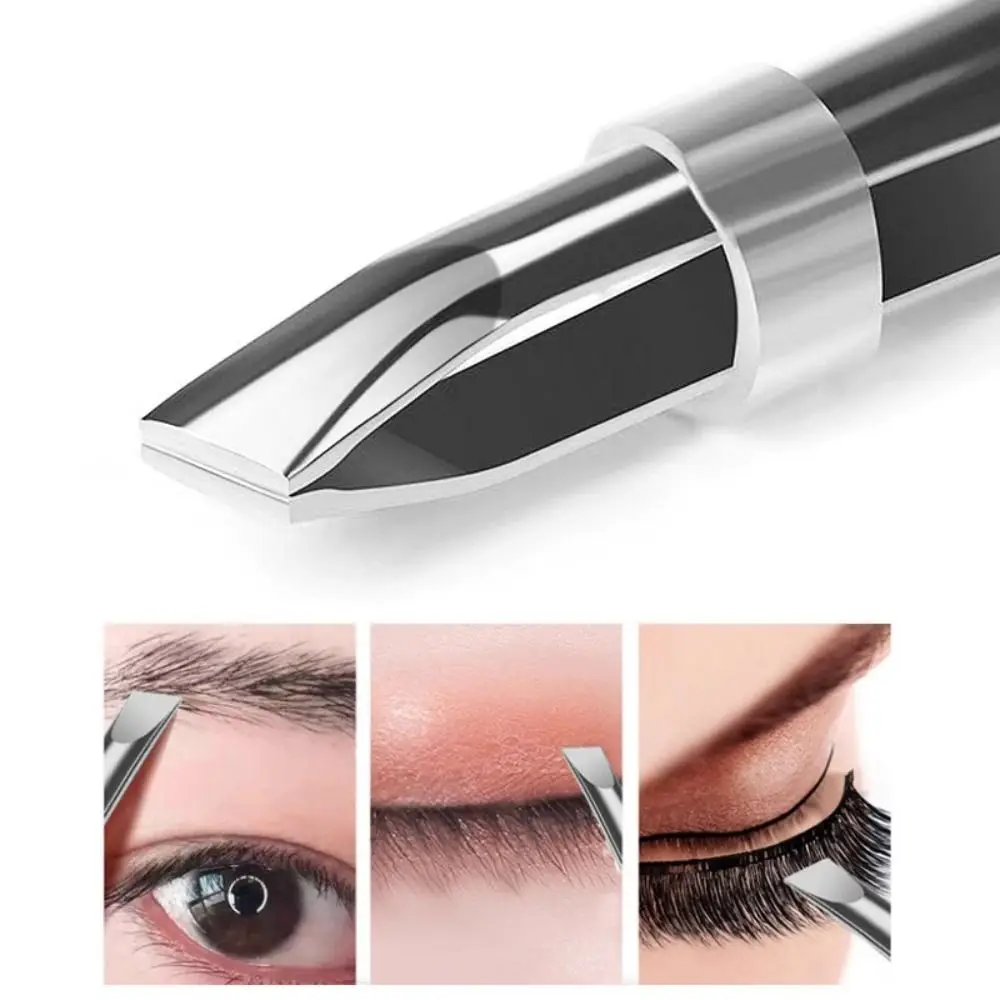 Stainless Steel Eyebrow Tweezers Flat Slant Tip High Precision False Eyelashes Tweezers Multifunction Tweezers Face Hair Removal