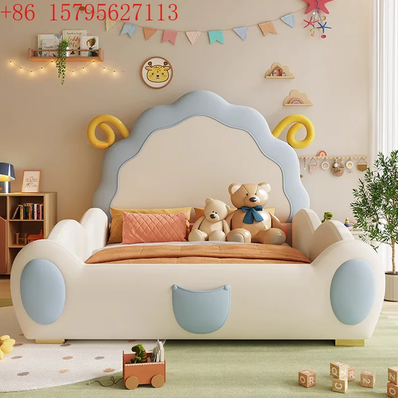 

Детская кровать для мальчиков, современная простая маленькая квартира, кровать принцессы для девочек, кожаная кровать 1,5 метра