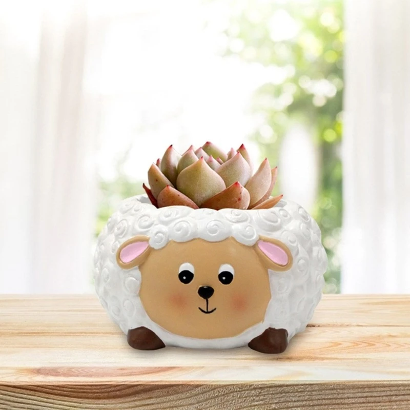 Succulent Flower Pots Resin Silicone Mold Sheep DIY Garden Concrete Flowerpot Holder Mould Handmade Crafts Home Dropship