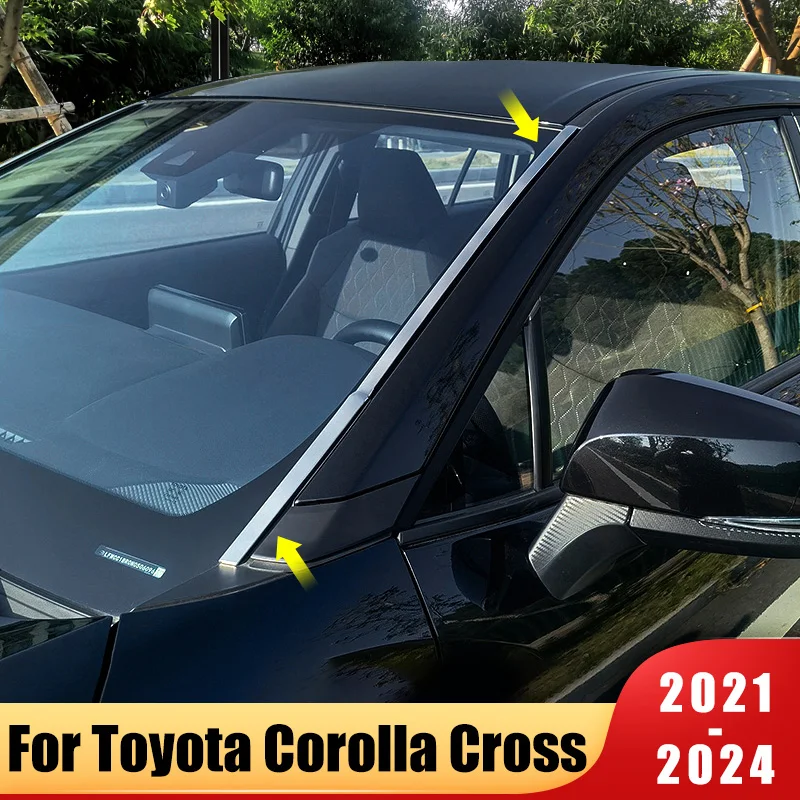 

For Toyota Corolla Cross XG10 2021~2024 2022 2023 Car Front Windshield Trim Strip Stainless Steel Decorative Patch Accessories