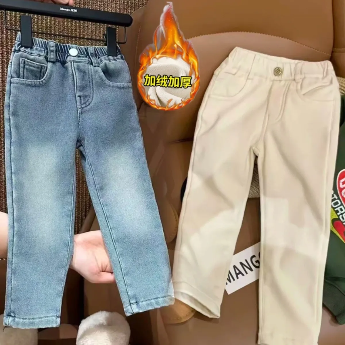 Dziewczęce ciepłe spodnie 2 4 6 7 lat, nowa kolekcja jesień/zima, dziecięce spodnie jednoczęściowe, aksamitne, bardzo grube, z rozszerzanymi nogawkami.