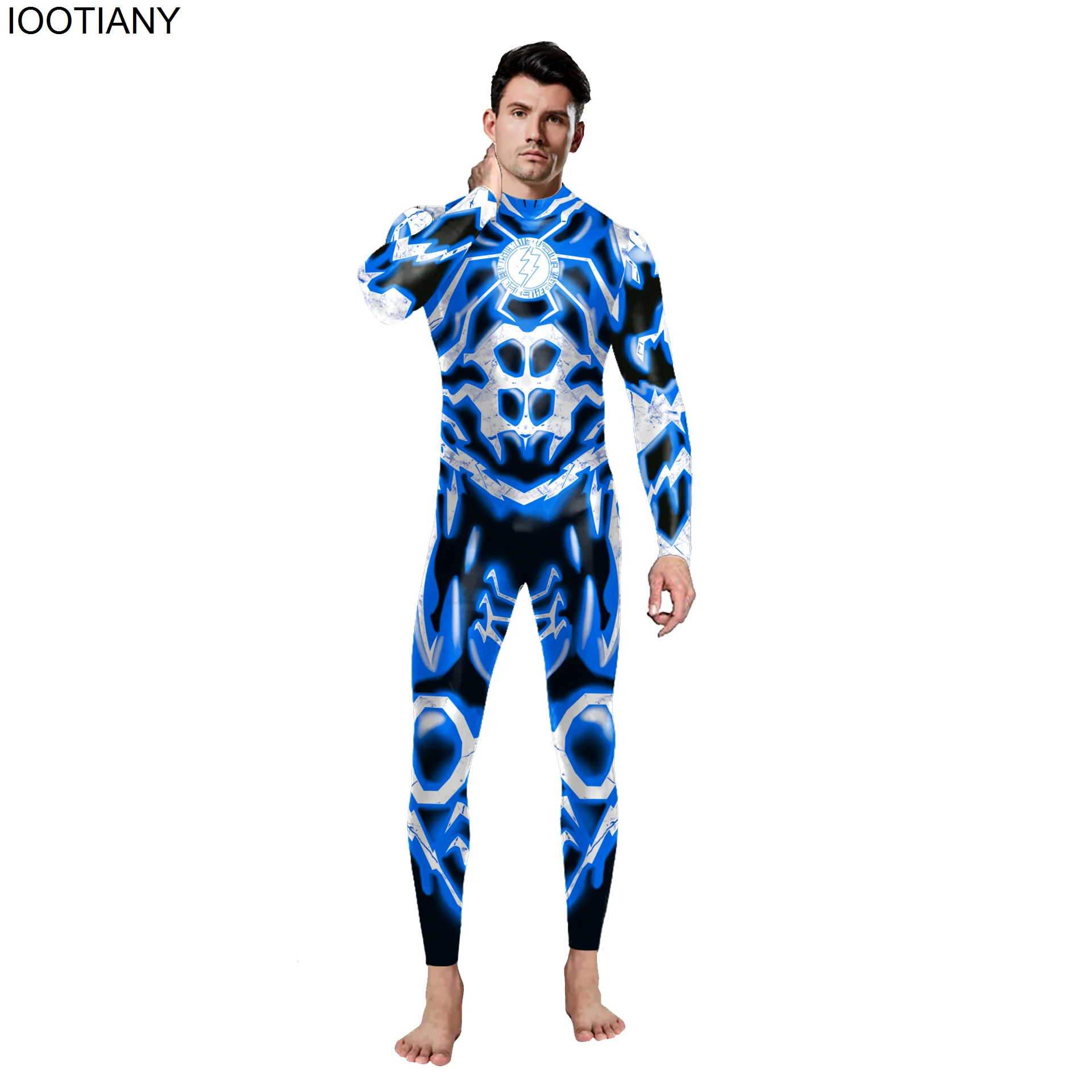 Combinaison imprimée à manches longues pour hommes et femmes, barboteuses flexibles, costume de batterie Zentai, costume de cosplay de héros souriants, fitness, fête d'Halloween