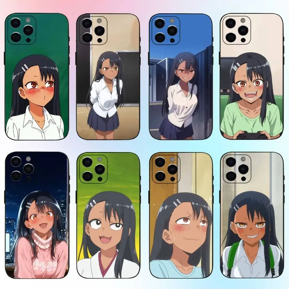 

Cute N-Nagatoro S-SAN Anime Phone Case For iPhone17,16,15,14,13,12,11 Plus,Pro Max Soft Black Cover