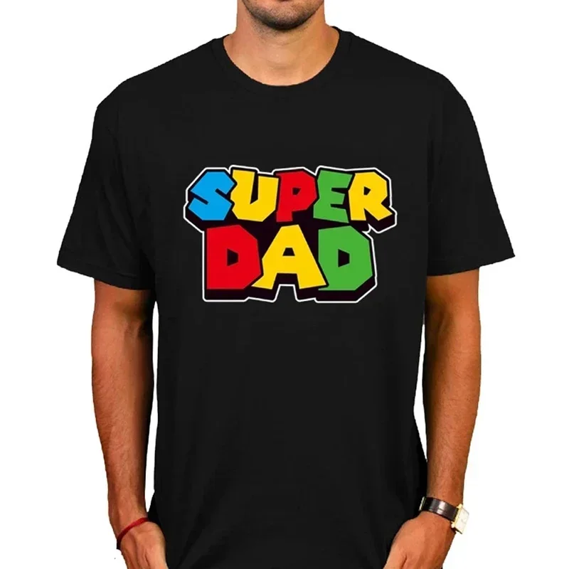 Camiseta de Super papá para hombre, camisa colorida de manga corta, Mario, Luigi, regalo del Día del Padre, Hipster de algodón, 2024