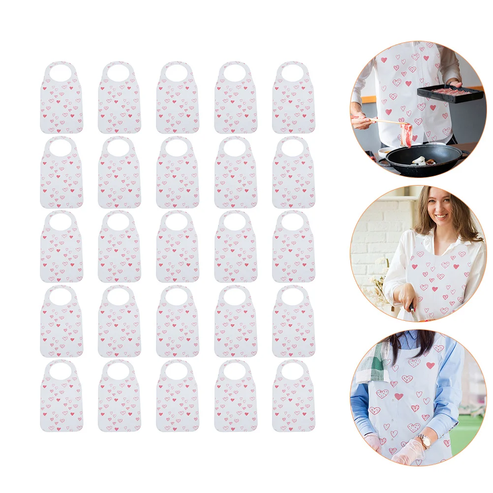 

25pcs Non-woven Bibs White Adult Disposable BBQ Aprons Oil-proof Anti-fouling Clothing Protectors Party Utensils