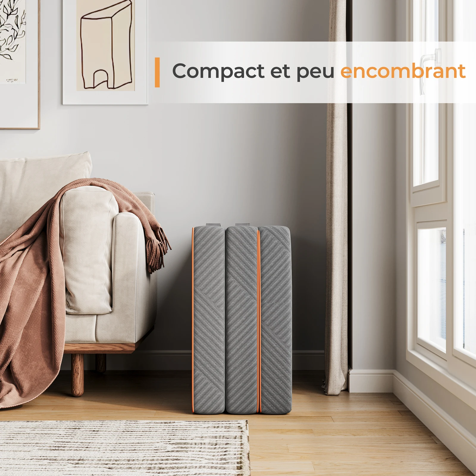 مرتبة Vesgantti قابلة للطي، مرتبة قابلة للطي من إسفنج الذاكرة مقاس 15 و8 سم ثلاثية الطي للسفر والتخييم وسرير الضيوف