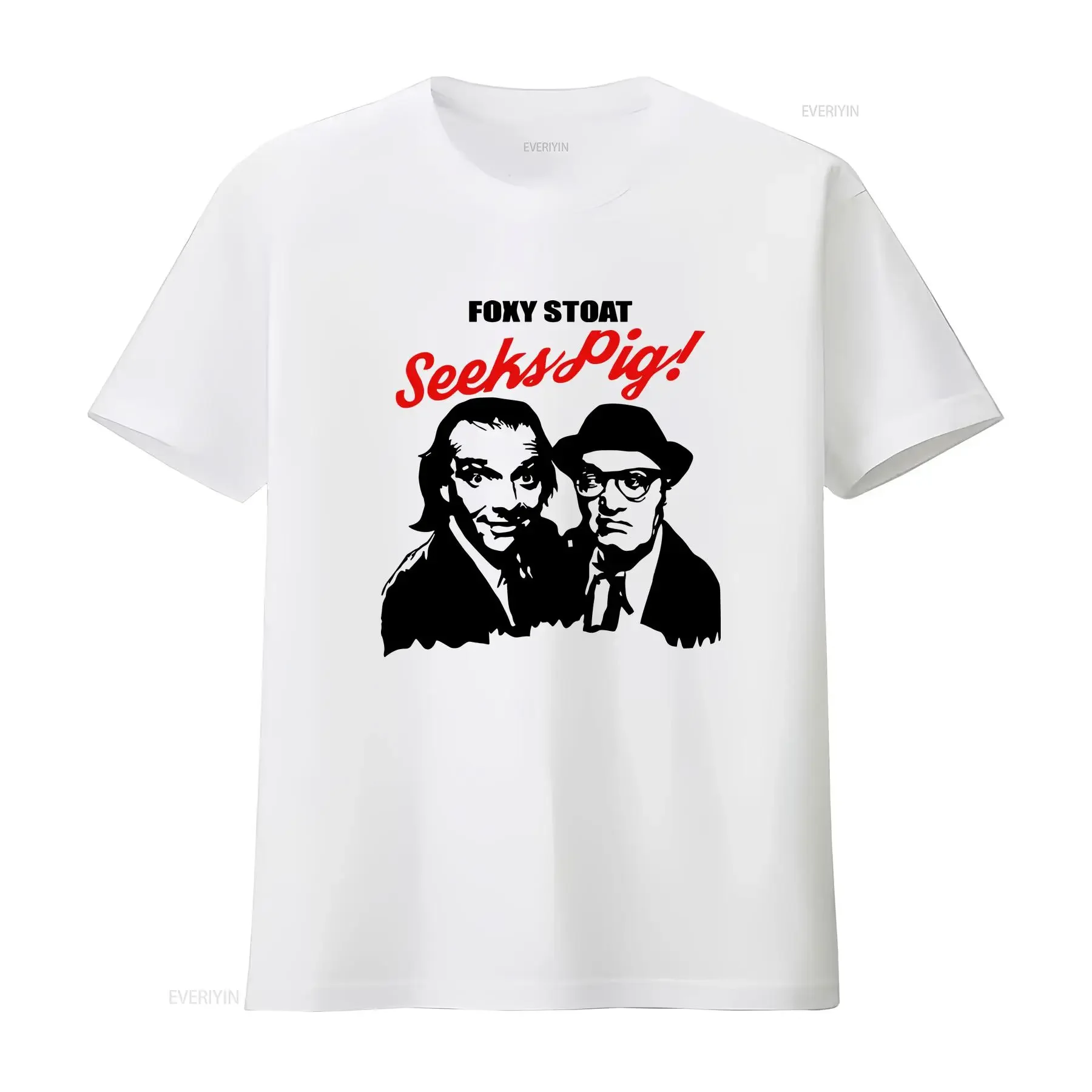 Foxy Stout Seeks Pig Rik Mayall Bottom 1990 men's T Shirt casual back to school college wear stylish gift for boyfriend