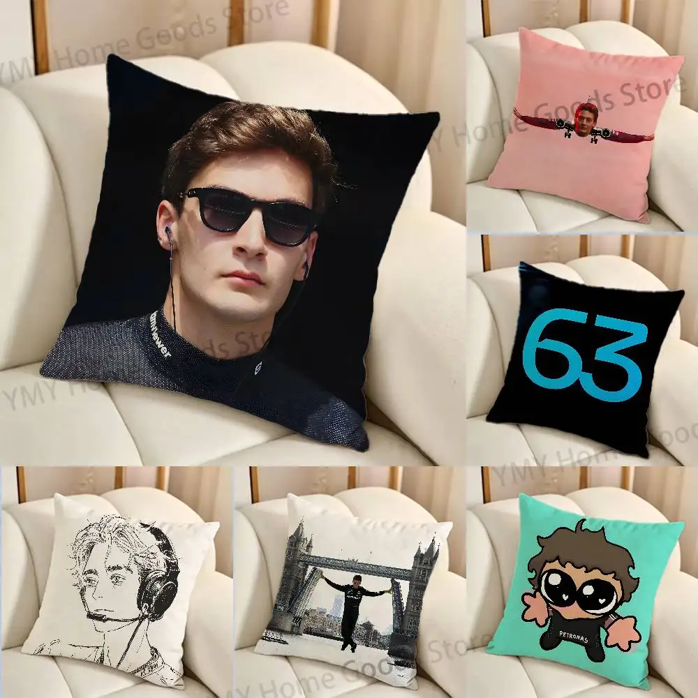 Racer G-George Russell Cartoon Print Throw Pillow Cover Square Cushion Case for Living Room Bedroom Decor