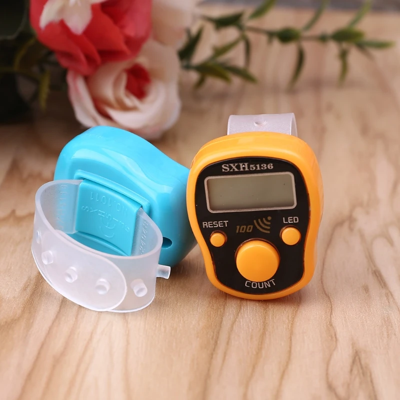 LED Finger Tally Counter Digital Electronic Tasbeeh Counters Lap Track Handheld Clicker With Ring Digits Display Gift