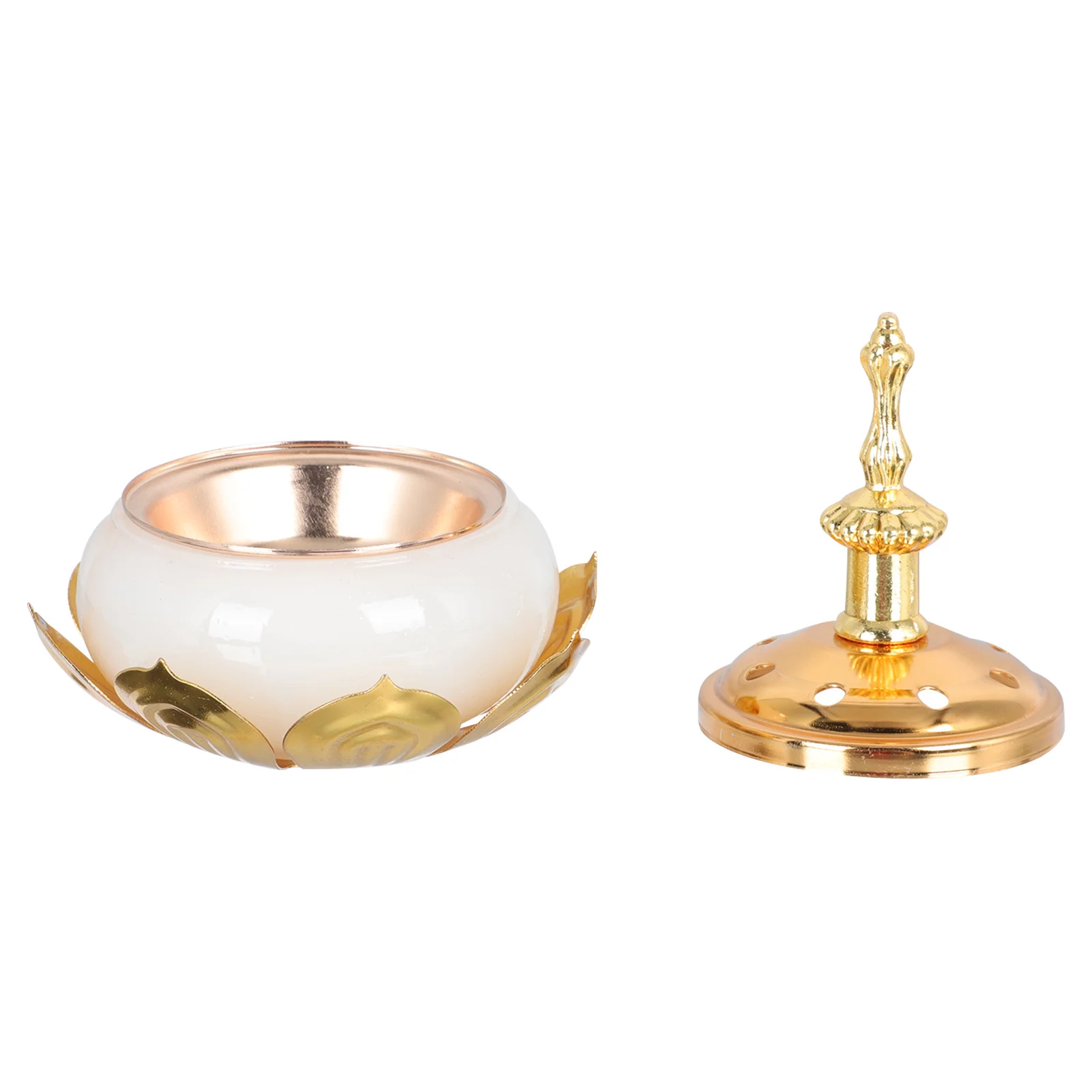 

1Pcs Lotus-Shaped Censer Holder Iron Art Incense Burner Decorative Ornament for Desk Table Home Office Decoration Light-Pink