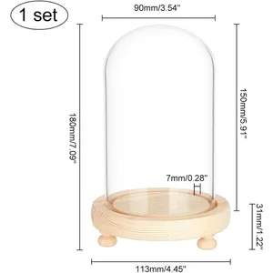 1 pcs Glass dome with glass base Cloche jar display pink plants flower display clay succulents storage home party Christmas 8 Main Sales Glass Copula - №1