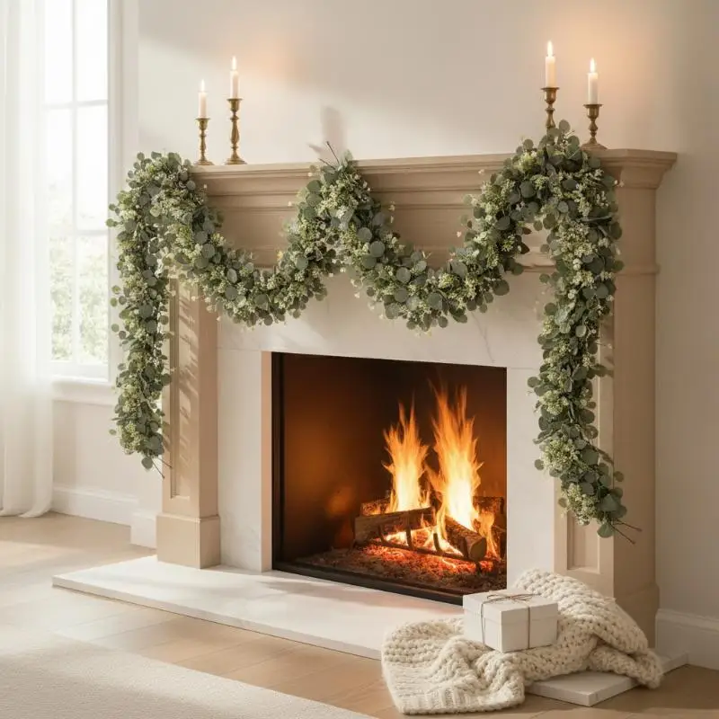 Artificial Greenery Foliage Vine No Trimming Required for Christmas Outdoor Garden Party Store Shelf Decor