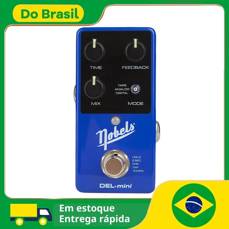 Pedal DEL-mini de retardo estéreo compacto Nobels con tres modos de retardo distintivos y bypas verdadero o tampón seleccionables