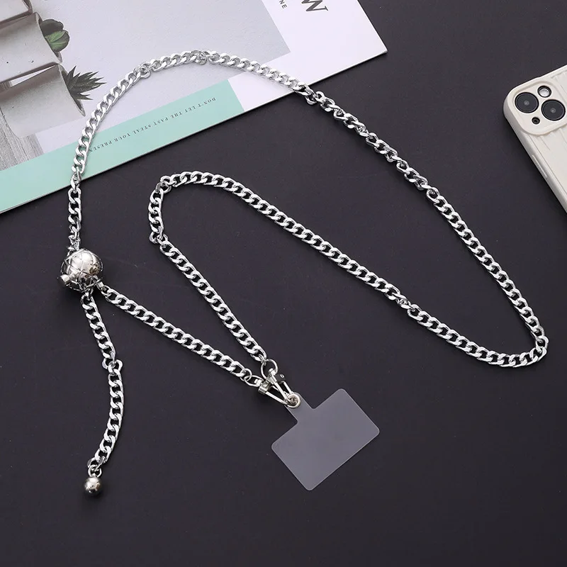 New Metal Mobile Phone Chain Fashion DIY Jewelry Accessories Adjustable Telescopic Diagonal Strap   Diagonal Straddle Bag Chain