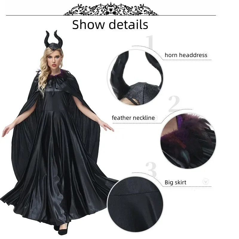 Halloween Regina Malvagia Cosplay Strega Costumi di Malefica Bellezza Costumi di Strega Malvagia Masquerade Spaventoso Vampiro Abiti Cosplay