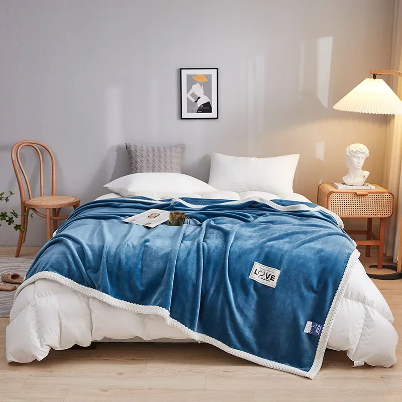 

Adult Children Soft Warm Blanket Single Double Bed Comfortable Sleeping Blanket Bedspread Office Nap Car Travel Blanket Solid