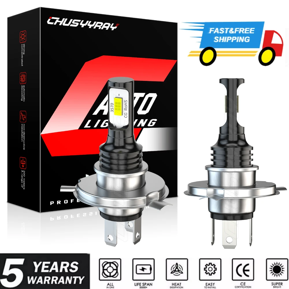 

2x Canbus H4 HB2 9003 LED Headlight Hi/Lo Beam Bulbs Kit 12V 6000K 100000LM 500% Super Bright 1:1 Same Size Fanless Plug & Play