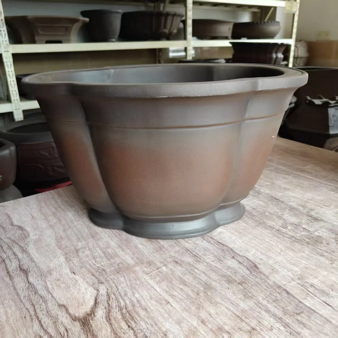 Hand Made Classic antique style Unglzed Yixing Purple Clay Bonsai Pot with Plum shape