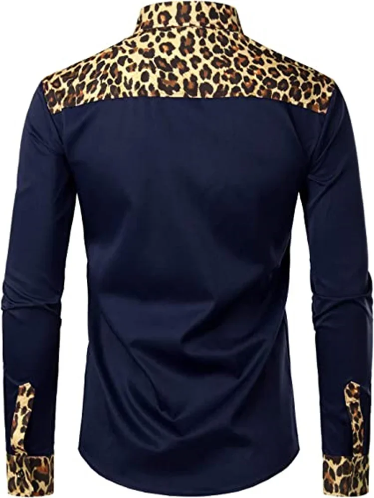 Men\'s Tops T-shirt Leopard Print Fashion 2023 New Long Sleeve Lapel Shirt White Black High Quality Comfortable Soft Material Top