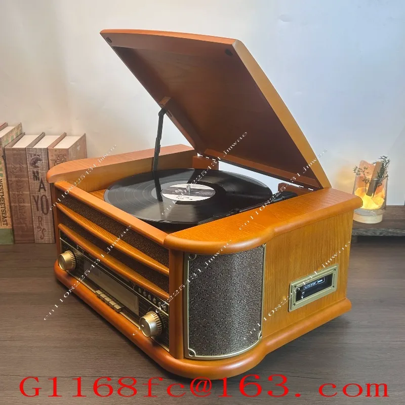 Classic Retro Vinyl Record Player, Nostalgic Multifunctional Integrated CD Phonograph