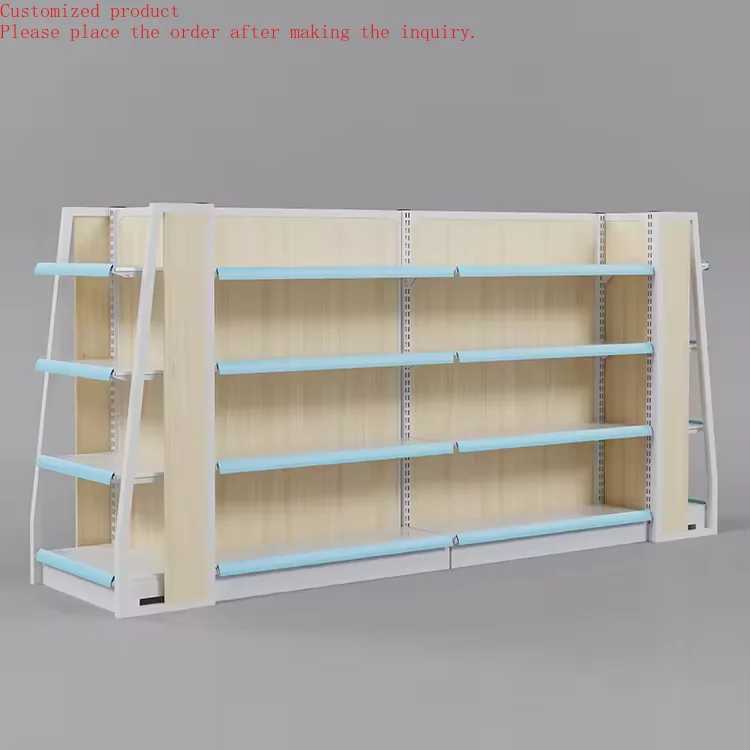 

Custom.Hot Sale Double-Sided Display Steel Rack Light Duty Supermarket Shelves for Store and Shop Gondola Storage Direct Supplie