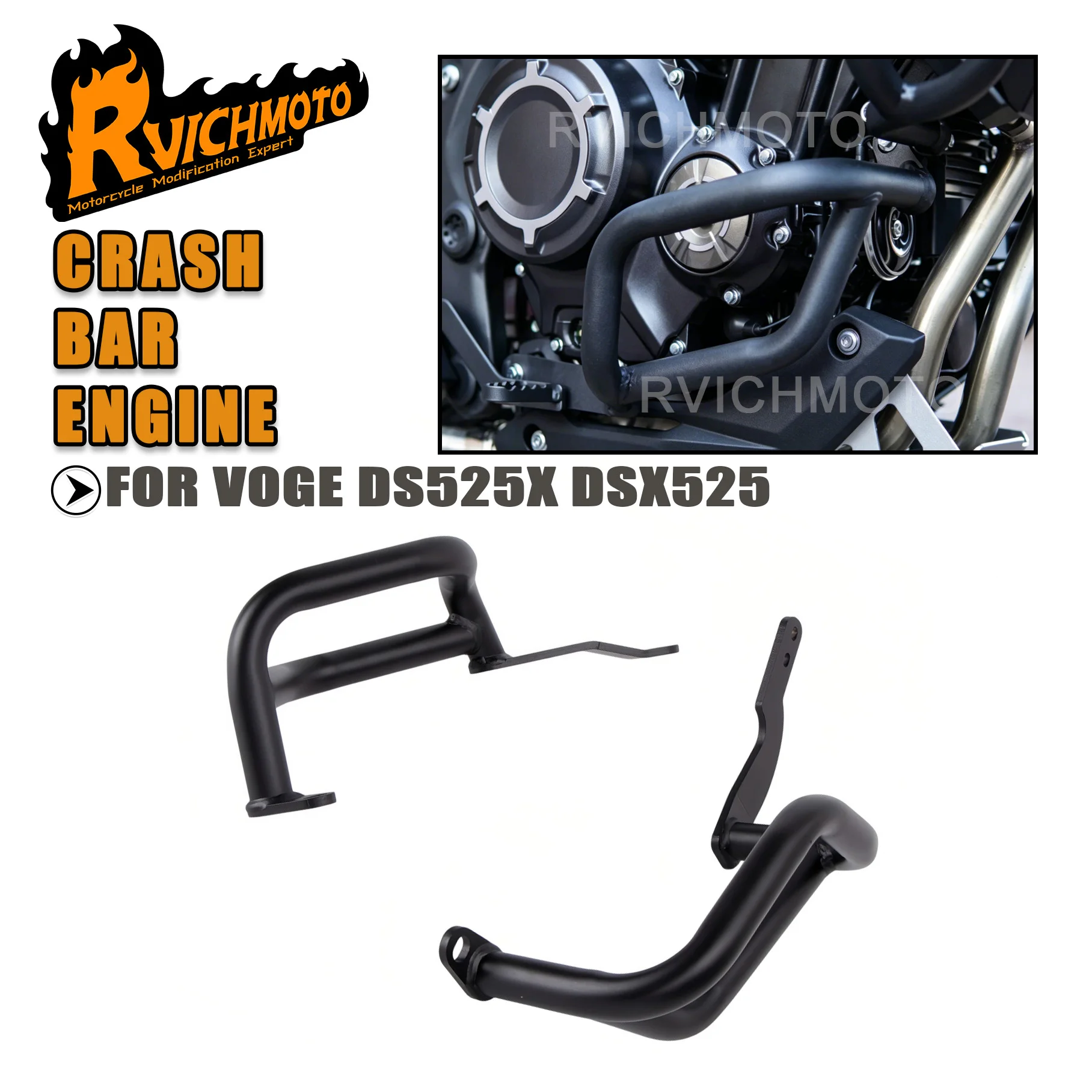 For VOGE DS525 DS525X Wilderness edition 2024-2026 Crash Lower Bars Frame Bumper DS525X Engine Guard Crash Bar Below Protector