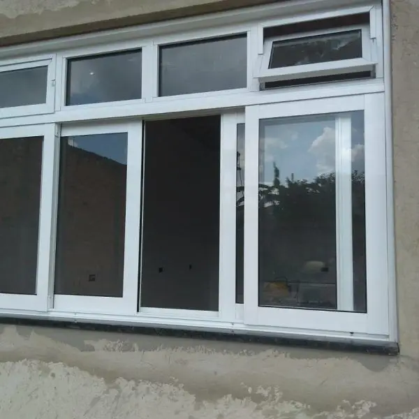 Aluminum Windows Energy Efficient 3 Tracks Slide Smoothly Double Glazed Sliding Glass Windows Customized Sliding House Window